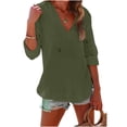 thumbnail image 2 of Women's Beach Cover Up Hoodies Sweatshirt Long Sleeve Sun Protection V Neck Breathable Shirt Top with Pockets Army Green XXL, 2 of 7