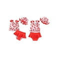 thumbnail image 2 of BemeyourBBs Toddler Baby Girl Swimsuit Infant Bathing Suit 3 Pieces Swimsuits Bow Tank Top with Ruffle Shorts Set Sun Hat Rash Guard Swimwear Summer Beach Wear, 2 of 9