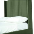 thumbnail image 5 of Mid-Century Modern Queen Bed Frame with Velvet Upholstered Headboard in Moss Green, Elegant Platform Bed with Wood Slat Support, 5 of 10