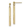 thumbnail image 1 of 14K Yellow Gold Polished and Diamond Cut Bar Dangle Post Earrings, 1 of 2