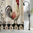 thumbnail image 2 of Rooster Floral Fabric Shower Curtain White Black Plaid Washable Shower Curtains for Bathroom, Waterproof Bath Curtain with Hooks Home Decor 36x72in, 2 of 8