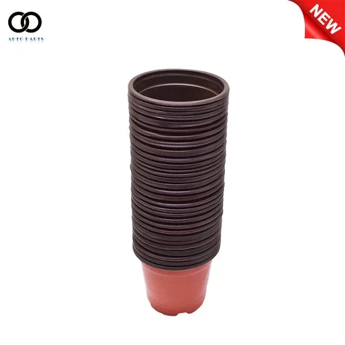 PURELY- 100 Pack Round Red Brown Plastic Plant Flower Pots Nursery Garden Seedlings Pot