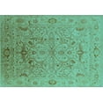 thumbnail image 1 of Ahgly Company Machine Washable Indoor Rectangle Oriental Turquoise Blue Industrial Area Rugs, 4' x 6', 1 of 4