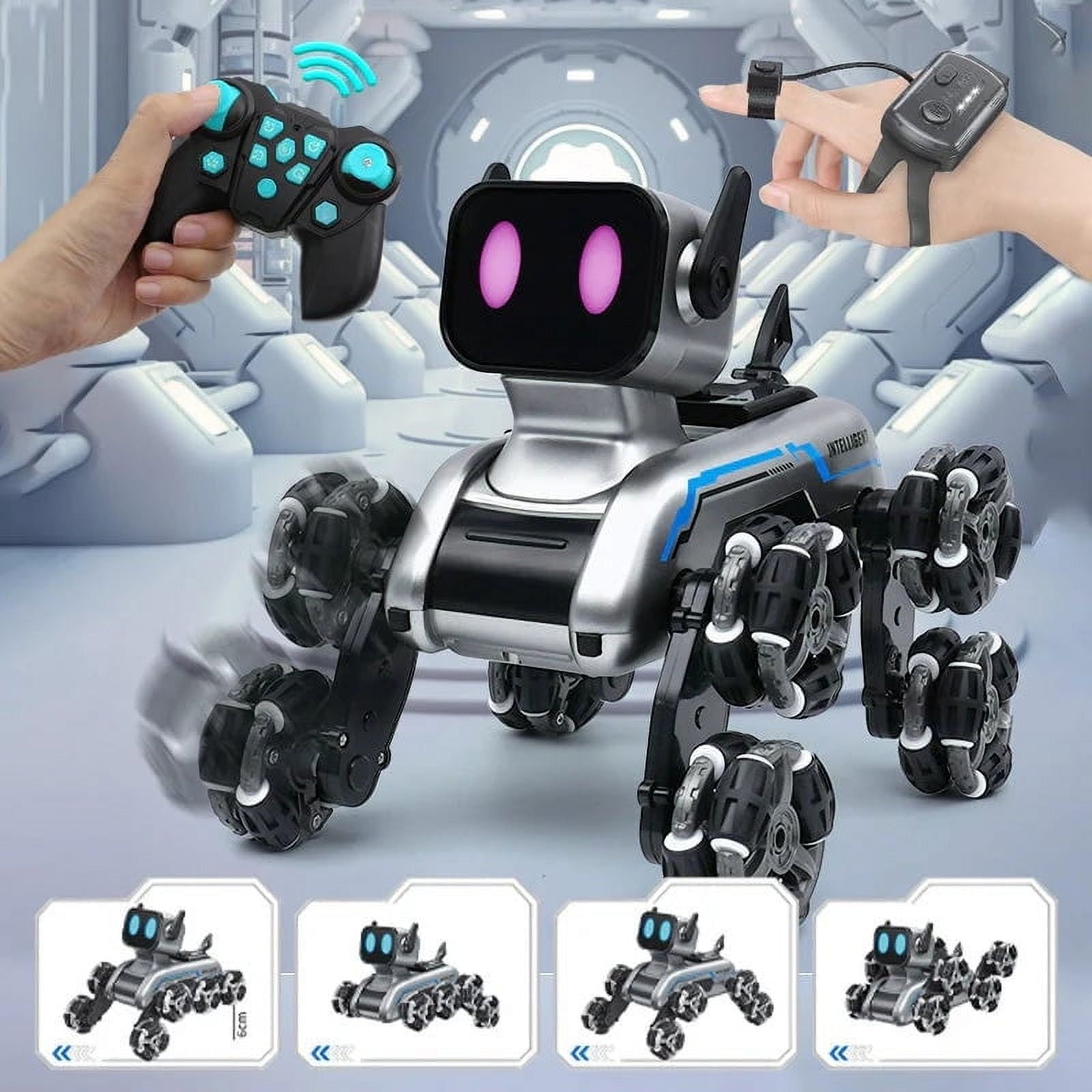 YOHAVEN Gesture Sensing Stunt Robot Dog Car, Remote Control Stunt Car with 360° Spins LED Lights Music for Party Indoor Outdoor Play Decor