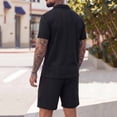 thumbnail image 6 of PIWHJQK 2 Piece Set Men Short Sleeve Shorts Workout Set Men's Solid Short Sleeve Elastic Waist Shorts 2 Piece Set Men Outfit Sets, 6 of 8
