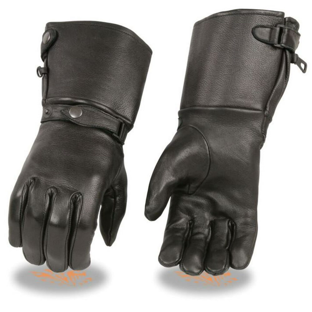 Milwaukee Leather Men's Deerskin Thermal Lined Gauntlet Gloves w Snap