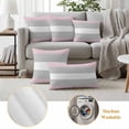 thumbnail image 6 of Pack of 2 Outdoor Pillow Covers 20x20 Inch Waterproof Pink Striped Throw Pillow Covers,Decorative Couch Pillow Case Sham Multicolor Grey White Horizontal Stripes Patio Pillowcases Cushion Cover, 6 of 8