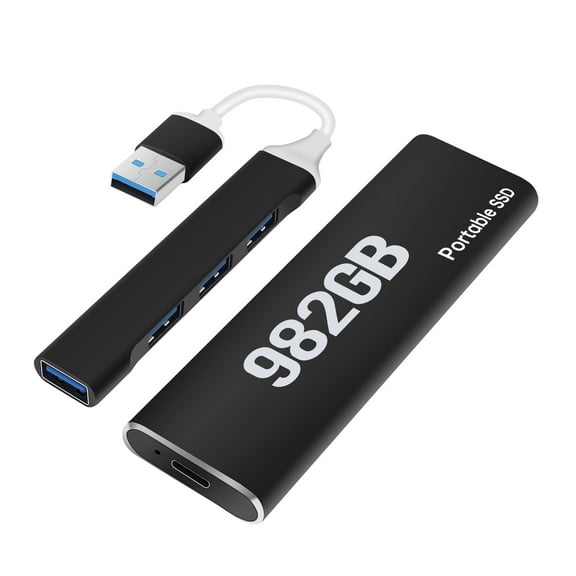 Wagrzz 982 Large Capacity BLACK External SSD USB 3.0Hard Drive Typec-Computer/Laptop