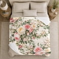 thumbnail image 4 of Romantic Blush Pink Rose Garden Floral, Festive Botanical Garden Scene, Warm Flannel Blanket for Sunroom and Reading Nook, Garden Lovers Thanksgiving Gift, Botanical Home Decor, 4 of 7