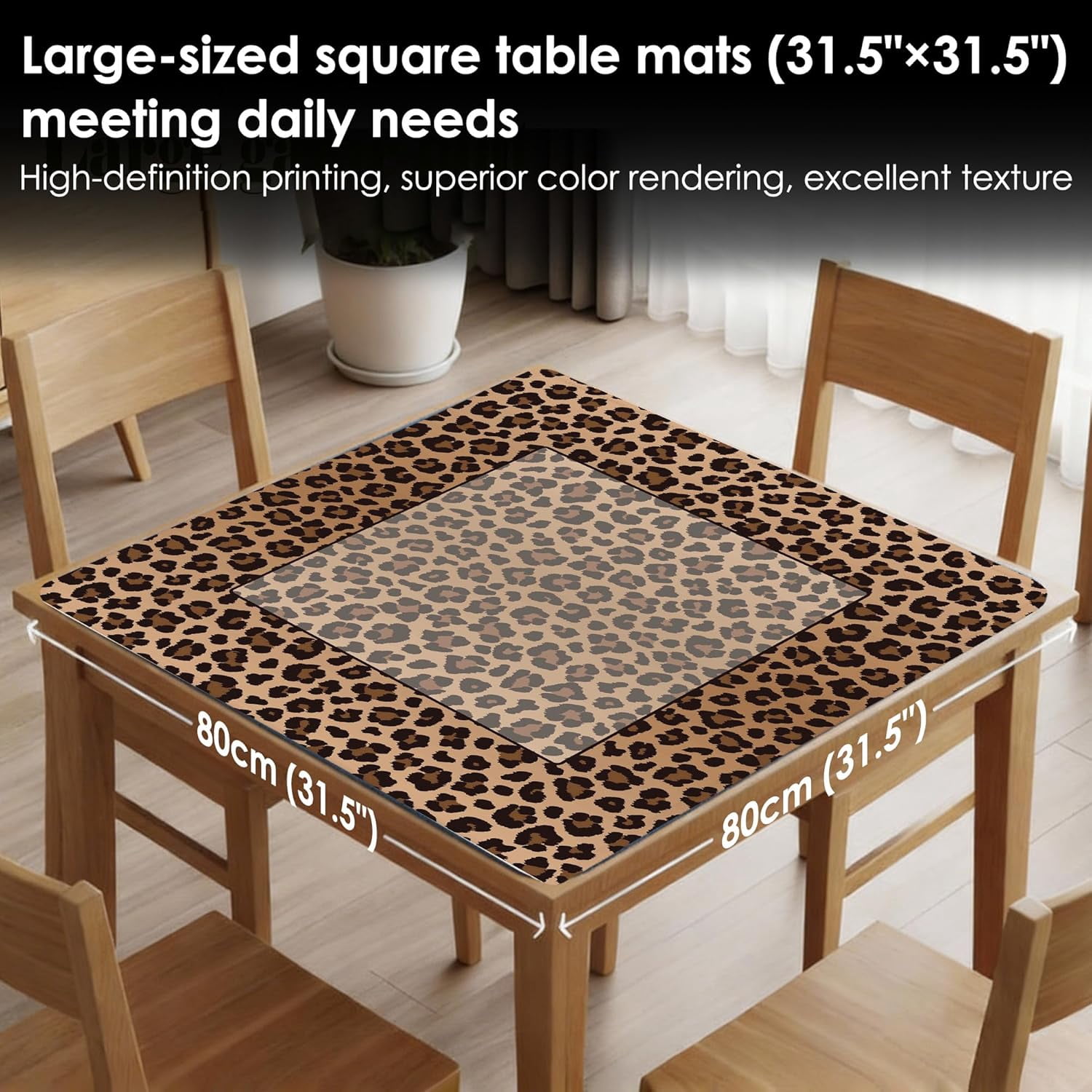 Leopard Print Mahjong Mat for Table 31.5 X 31.5, Gifts for Mahjong Players, Brown and Beige Cheetah Anti-Slip Table Cover Tablecloth, Leopard Print Decor Mahjong Gifts for Women