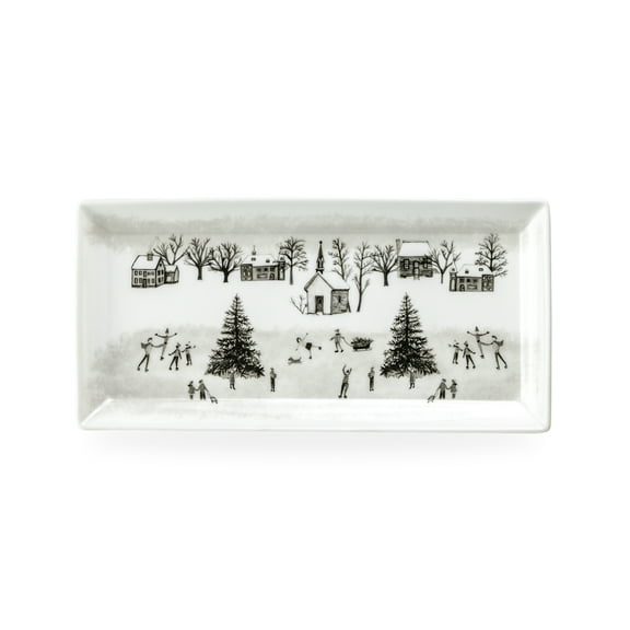 Grace Teaware Winter Wonderland Ski Village 10.75" Fine Porcelain Serving Tray