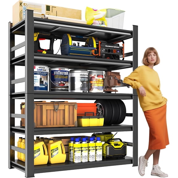 Metal Garage Shelving Unit, Heavy Duty 5-Tier Adjustable Storage Shelves,3000 lbs Capacity, Industrial Shelves for Heavy Tools and Equipment, Ideal for Garage, Warehouse, Pantry, Basement