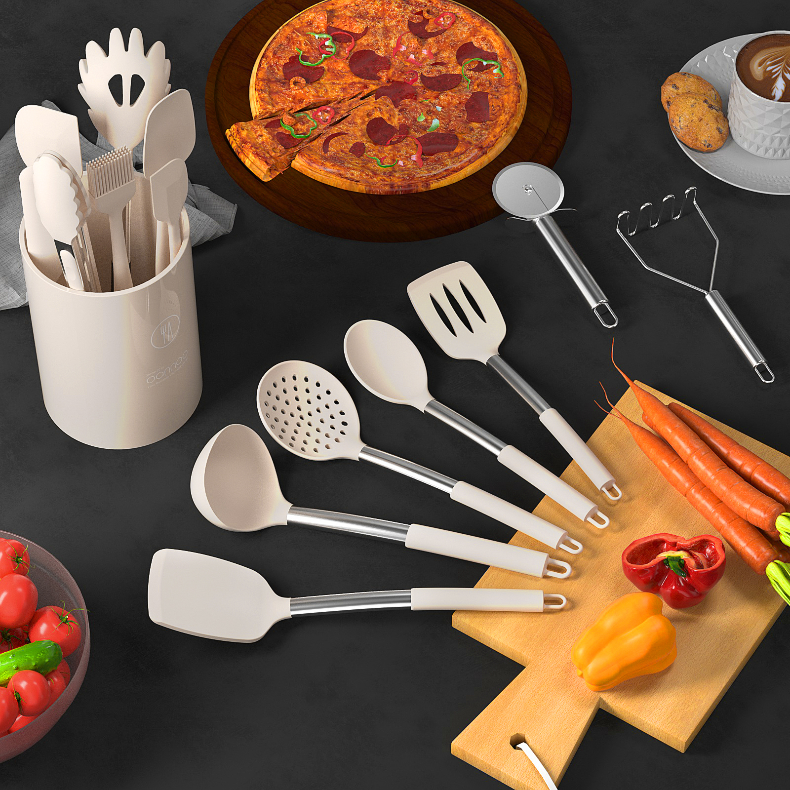 Oannao 32-Piece Silicone Cooking Utensil Set With Holder photo 6