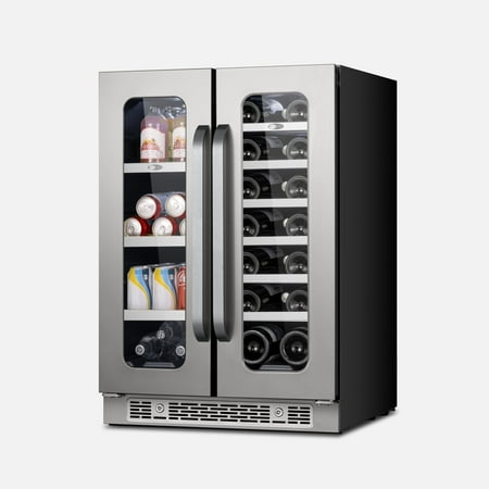 Whynter 24 inch Wine and Beverage Refrigerator: 20 Bottles 60 Cans Dual Zone Wine Fridge Glass Door for Beer Soda Wine Home Bar Office