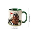 thumbnail image 3 of Btomtd Printed Ceramic Water Cups and Coffee Cups - 12oz Stylish Coffee Mug with Colorful Handles for Home Use, Green, 3 of 6