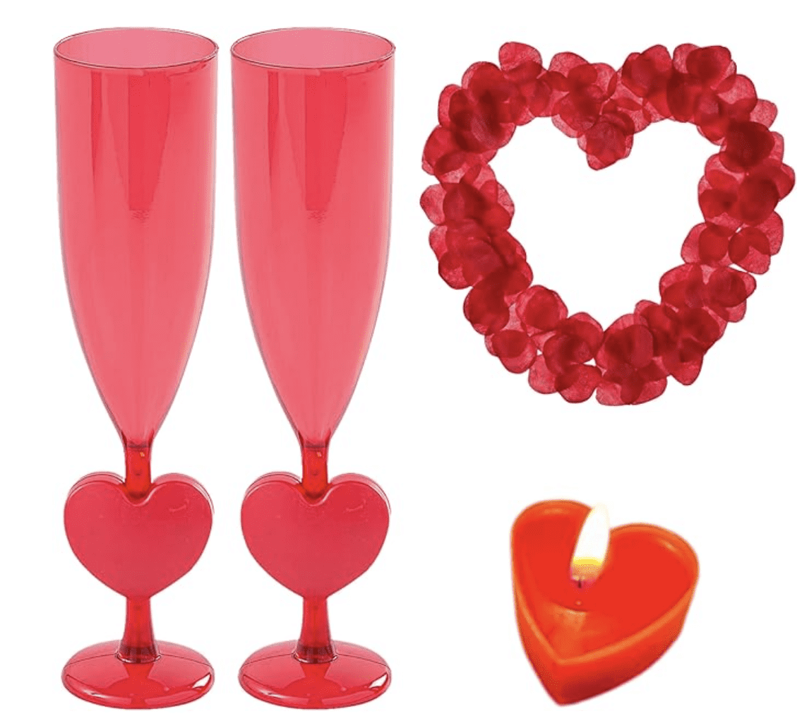 Valentine's Red Plastic Champagne Flutes