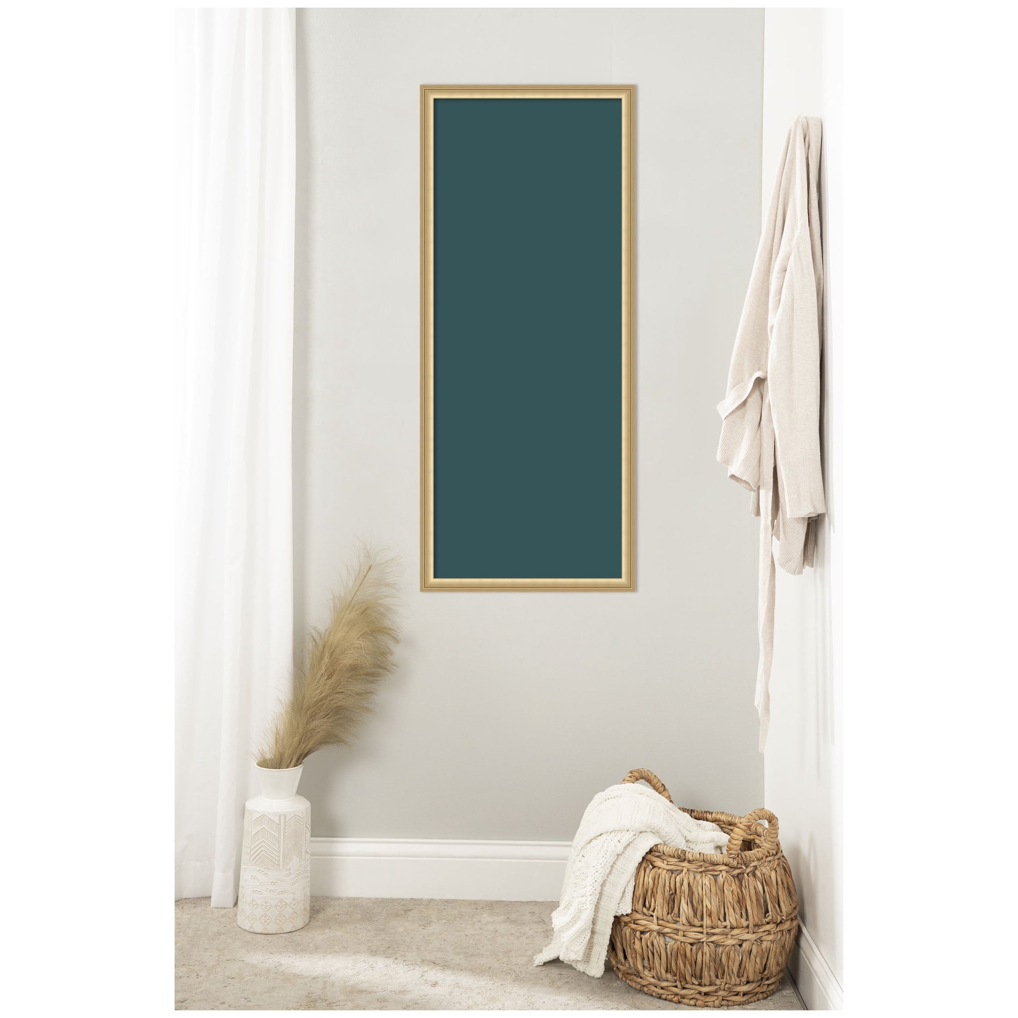 Kate and Laurel Framed Fabric Pinboard 18 x 42,  Printed Linen Classic Bulletin Board for Use as a Vision Board or Wall Organization, Florence Gold Frame
