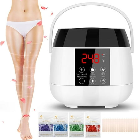 Yosoo Intelligent Wax Warmer Kit Hair Removal, At Home Waxing Kit, Professional Electric Pot Heater Melts Hot Beans Minutes, Painless Wax of Legs, Face, Bikini Area, 4 Hard Wax Beans&20