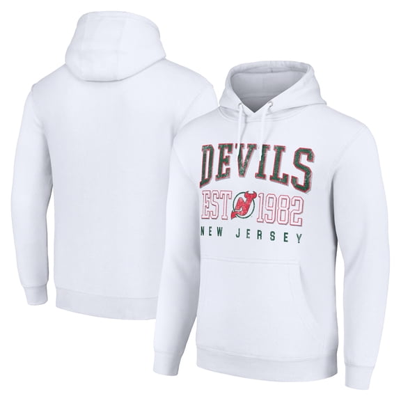 Men's Starter White New Jersey Devils Retro Graphic Pullover Hoodie