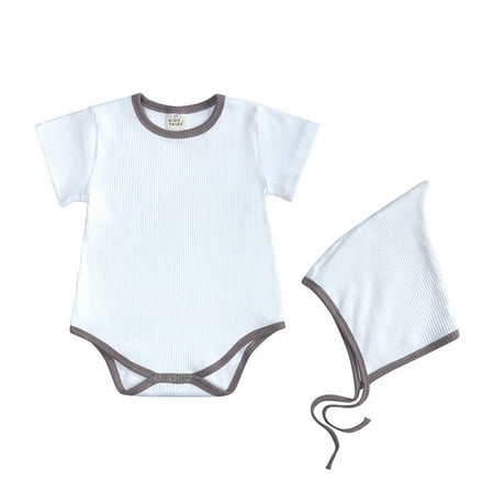 

adviicd Jumpsuit Baby Boy Easter Shirt Baby Newborn Infant Boys Girls Cotton Summer Rib Short Sleeve Romper Bodysuit Cap Hat Baby Snap