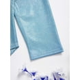 thumbnail image 5 of inlzdz Kids Girls Shiny Sparkly Ballet Dance Leotards Long Sleeve Gymnastics Bodysuit Jumpsuit Sky Blue 100, 5 of 7