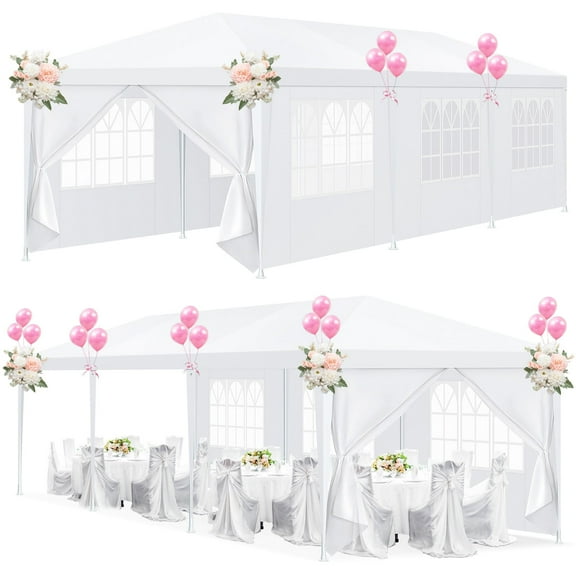 COBIZI 10x30 Outdoor Canopy Tent - 4 Removable Walls, Waterproof Party Gazebo, White
