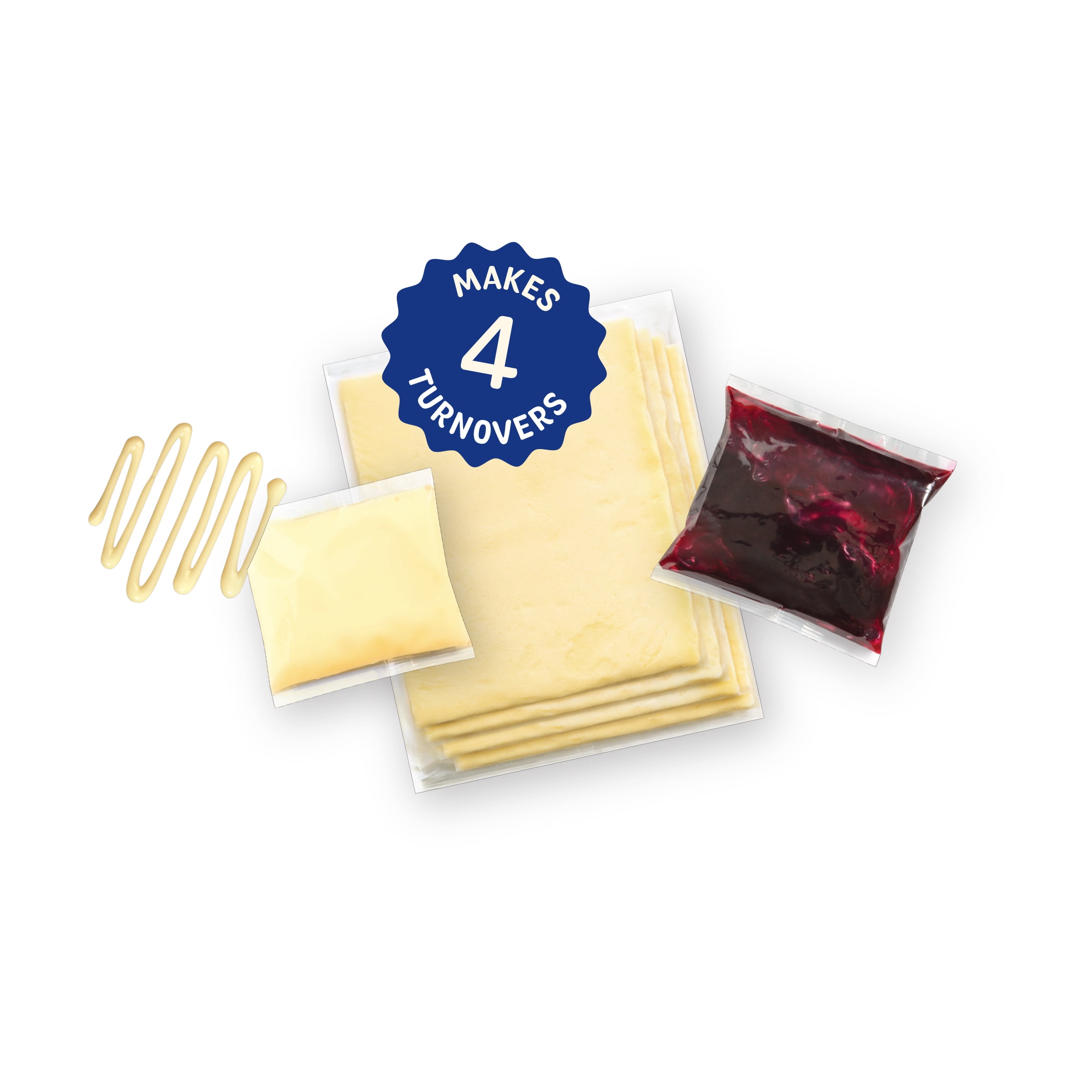 Jus-Rol Blueberry Puff Pastry Turnover Kit, 15.45 oz, Makes 4 Turnovers – Refrigerated Flaky & Layered Pastry with Real Fruit Filling and Icing