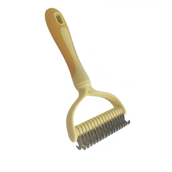 Pet Dematting Comb 17 Teeth Detangler Brush for Dogs Cats Mats Tangles Removal Undercoat Rake Grooming Tool Professional Pet Beauty, Yellow