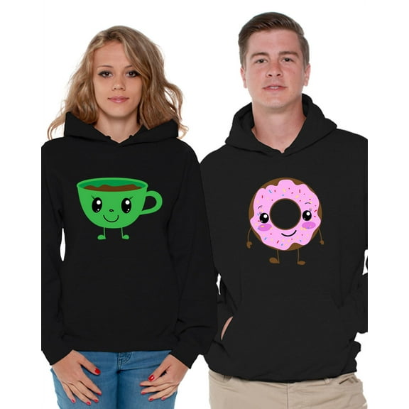 Awkward Styles Matching Couple Hoodies Valentine's Day Collection Matching Hoodie Sweaters Cute His and Hers Gifts Funny Coffee Donut Couples Hoodie Valentines Cute Matching Outfits for Couples