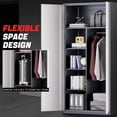 thumbnail image 4 of DNA Motoring 72" Gray/White Lockable Metal Storage Wardrobe Cabinet w/ Hanging Rod & 4 Shelve, 4 of 7