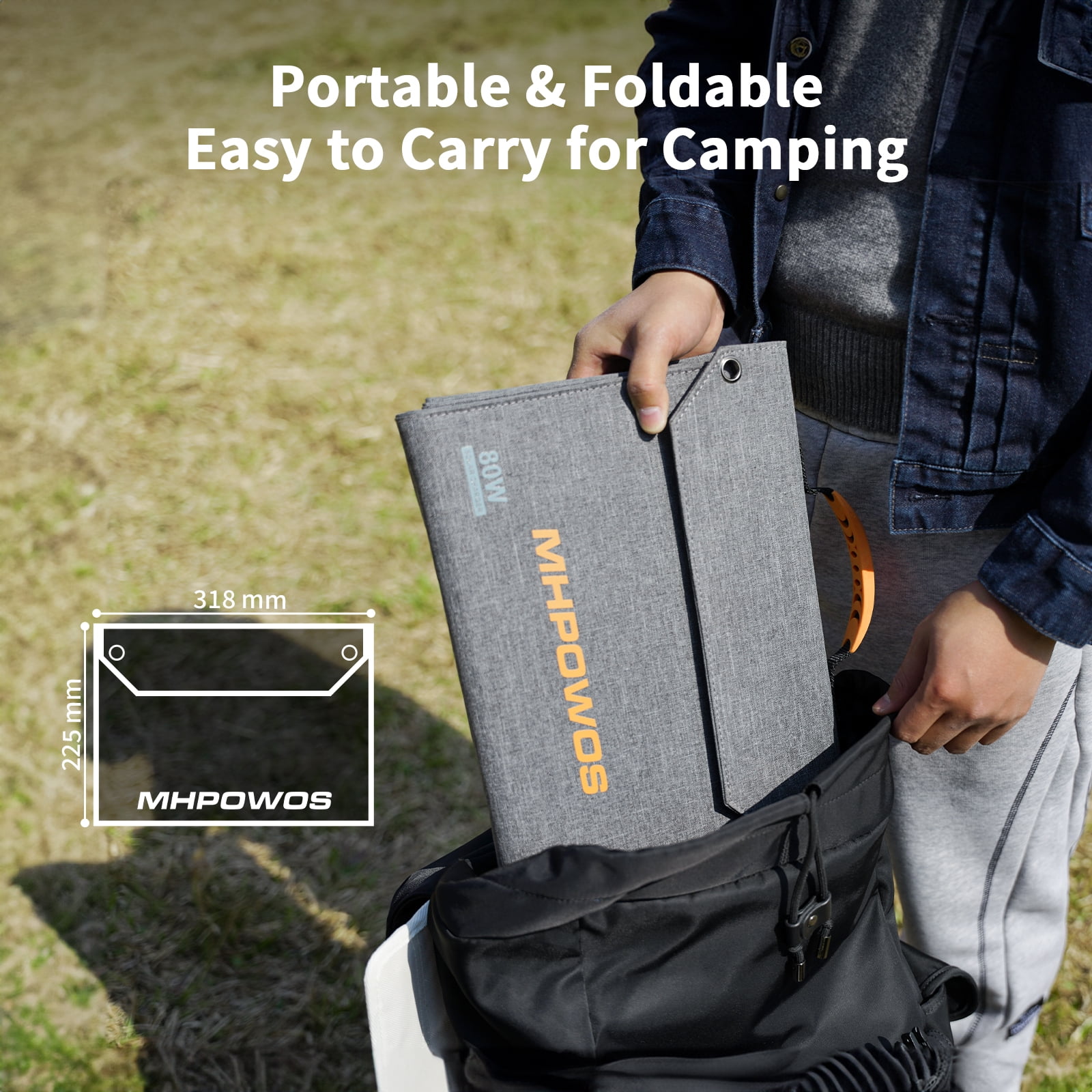MHPOWOS 40W 80W 120W Portable Solar Panel Chargers PD3.0 USB-C,QC3.0 USB-A and DC Outputs Foldable IP65 Waterproof for Phones Camping Outdoor Travel Rvs Power Banks