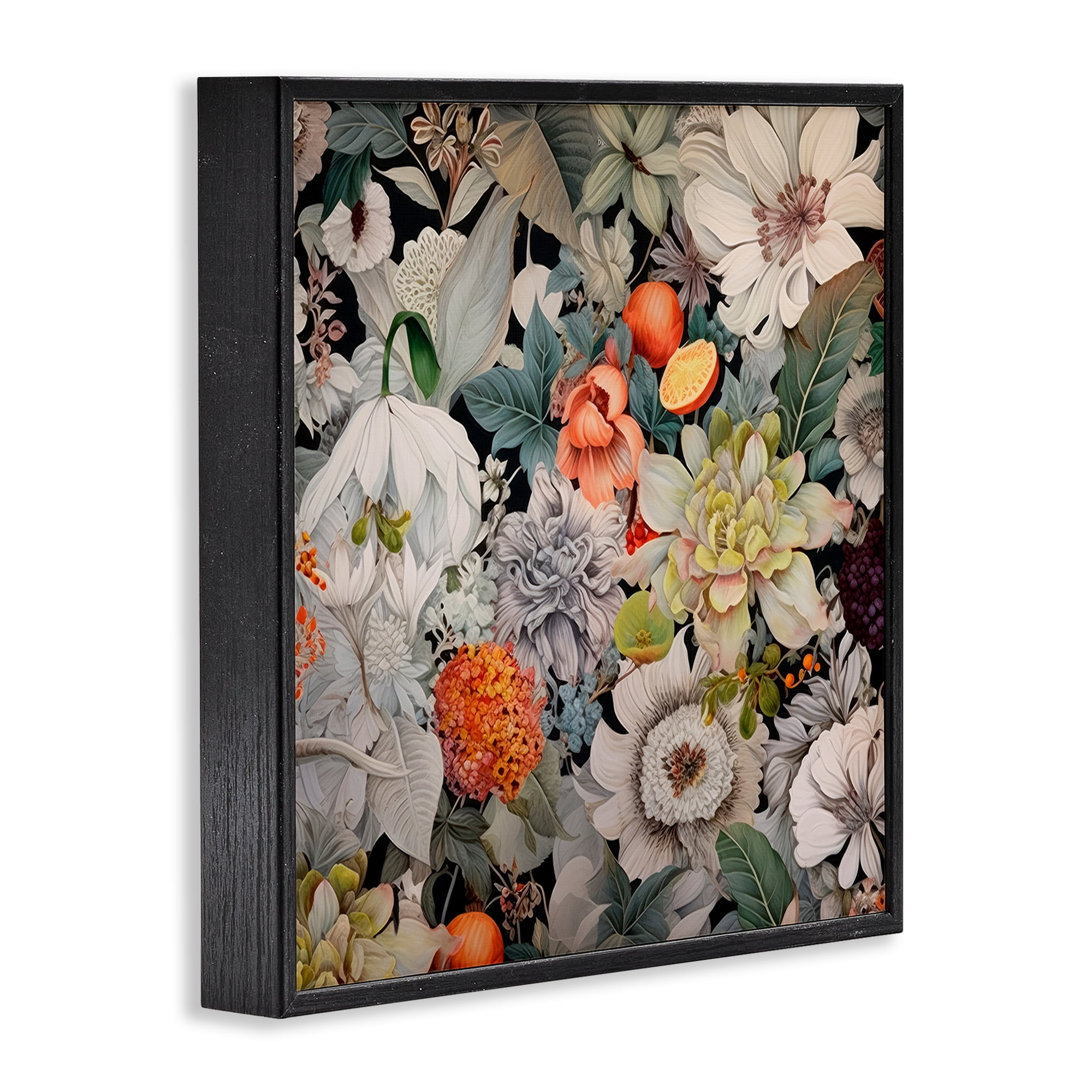 Stupell Industries Grey Mixed Florals Botanical & Floral Painting Black Framed Art Print Wall Art, 17 x 17