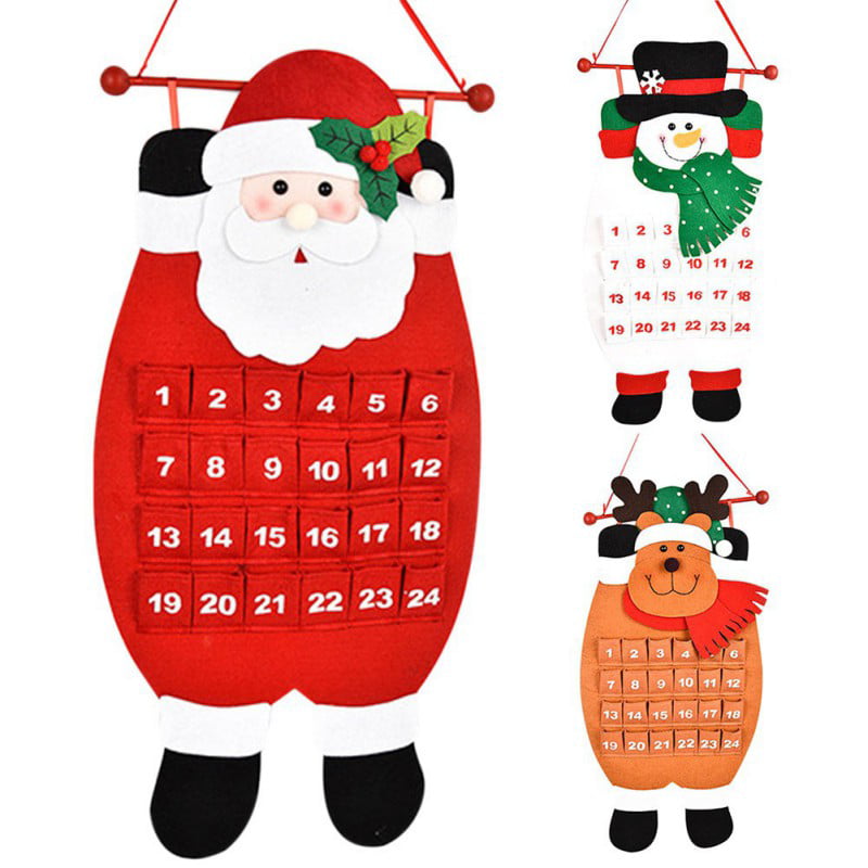 Christmas Advent Calendar Wooden Moveable Santa/Snowman NEW