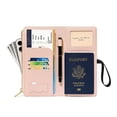 thumbnail image 3 of Bolsa de pasaporte con almacenamiento de certificados multifuncional, nicho para múltiples tarjetas, cremallera, cepillo antirrobo, monedero, 3 of 5