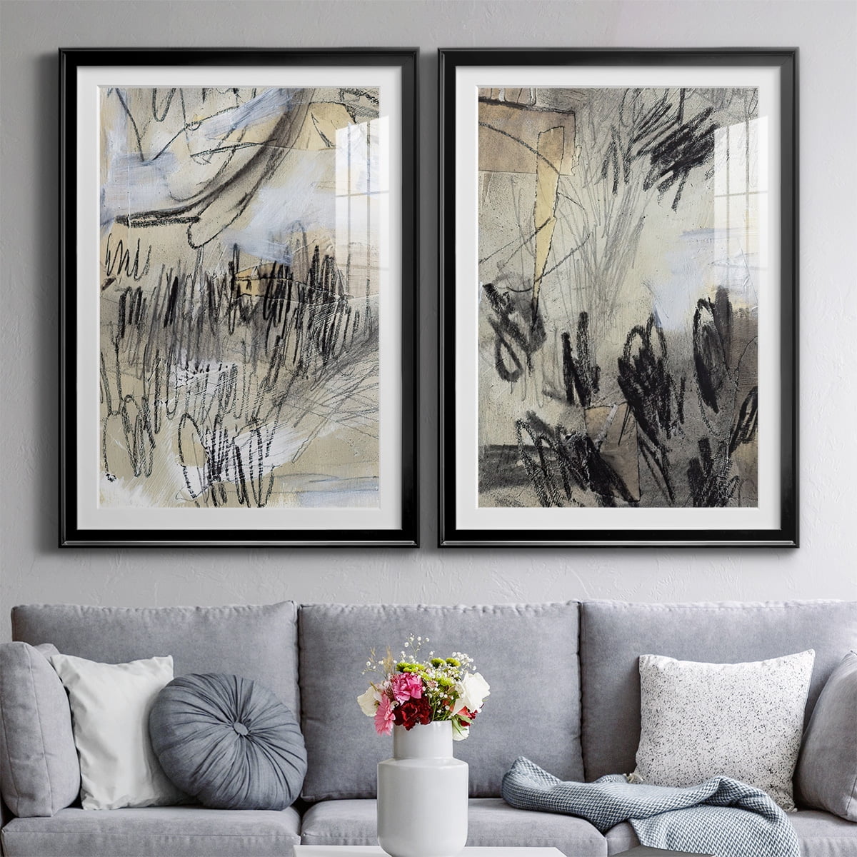 Wexford Home Masked Notes III Premium Framed Print, 30.5" x 42.5" - Ready to Hang, Black (Set of 2)