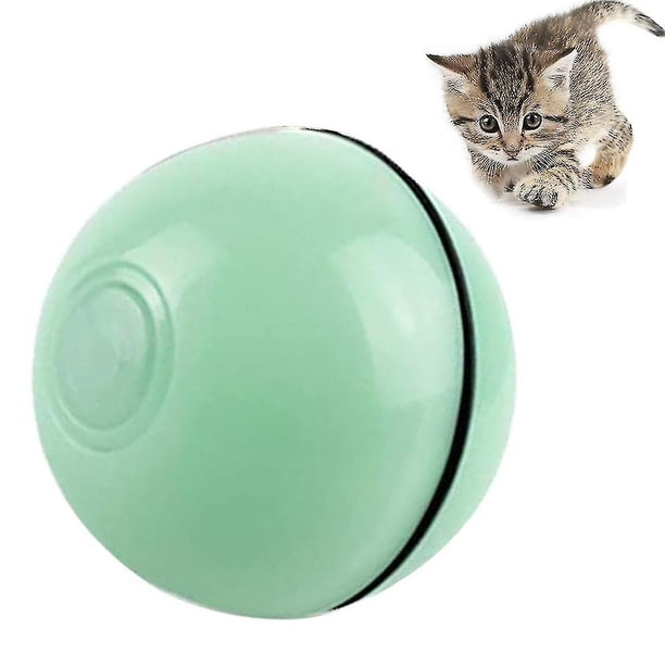 Pelota de juguete interactiva para gatos con luz LED, rotación de 360 grados