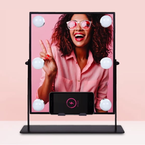 Open Box Danielle Creations Bluetooth L.E.D. Lighted Vanity Mirror, Black