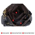thumbnail image 4 of Genuine Cowhide Leather Women Hobo Bag, Soft Shoulder Tote, Pebbled Texture, Large Capacity, Black, 4 of 11