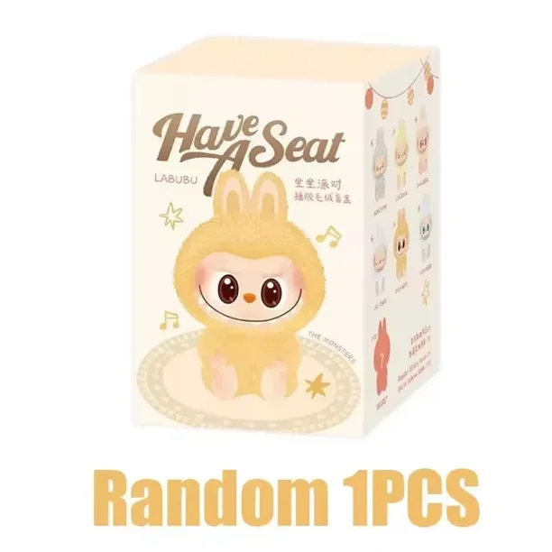 Figura de Anime Kawaii para caja ciega Labubu, serie con asiento, muñeco colgante de PVC, modelo de juguete, llavero de monstruo, regalos de cumpleaños para niños
