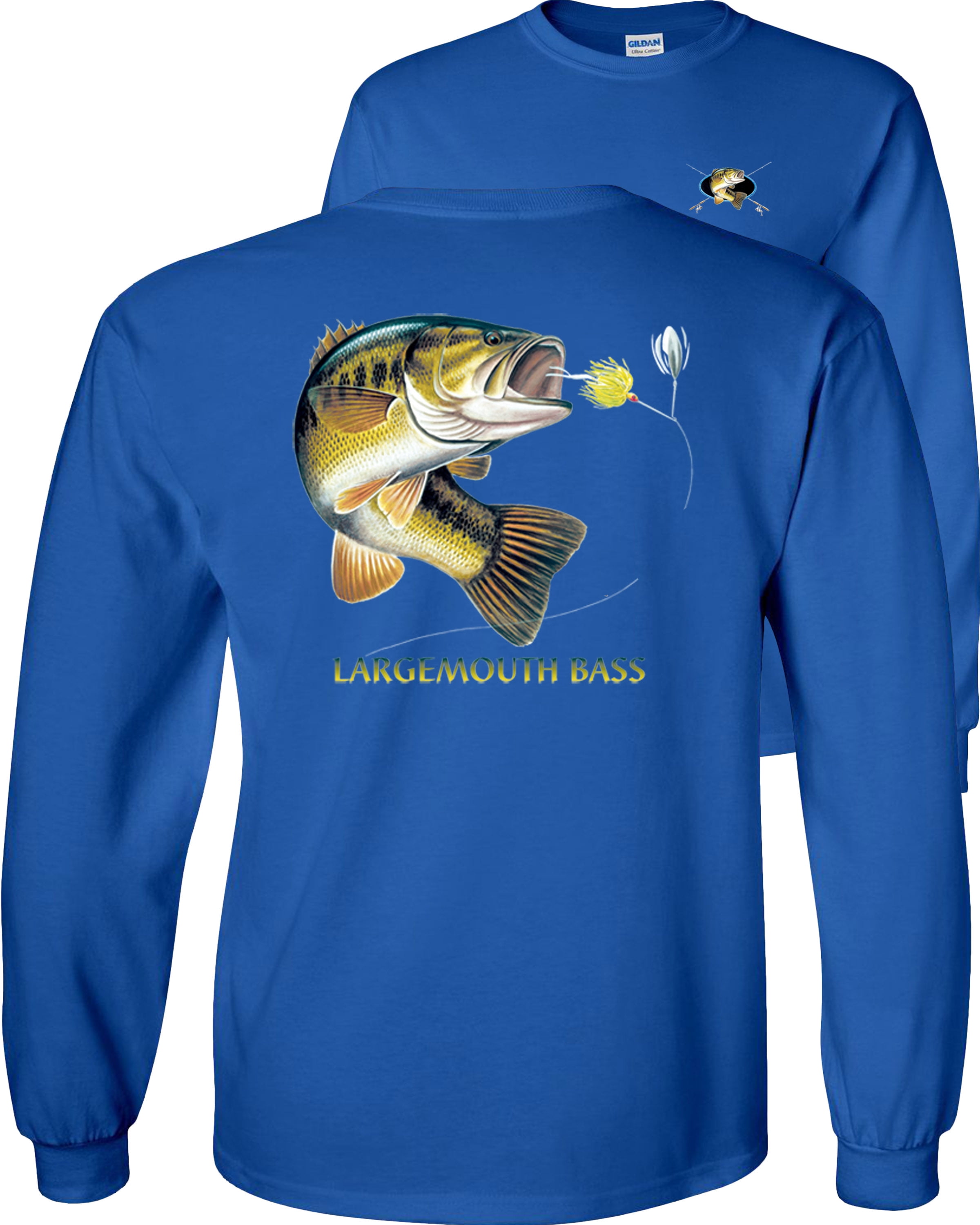 Fair Game Largemouth Bass Long Sleeve Shirt, combination profile, Fishing  Graphic Tee-Red-XL
