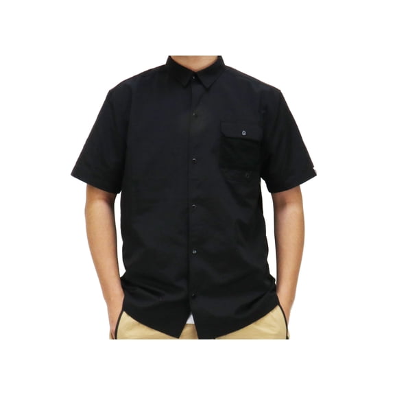 MEN'S NYLON TASLON WOVEN SHIRT W/ SNAP BUTTON, CHEST POCKET & MESH OVERLAY & GROMMET