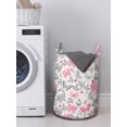thumbnail image 3 of Butterfly Laundry Bag, Sketch Style Animals Leaves Abstract Nature Depiction Romantic Swirls Lines, Basket with Handles Drawstring Closure for Laundromats, 13" x 19", Grey Pink White, by Ambesonne, 3 of 4