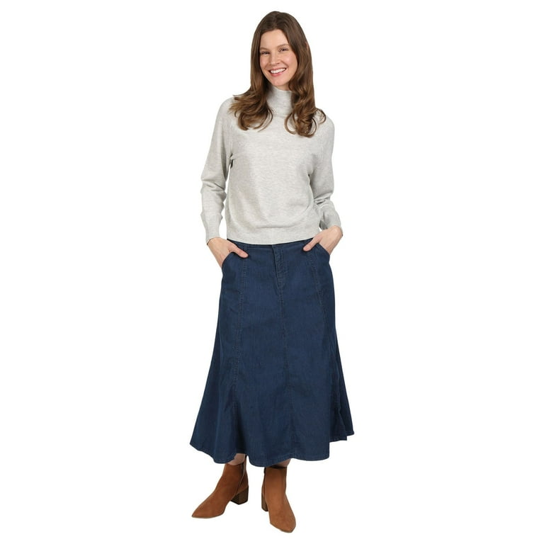 CATALOG CLASSICS Womens Long Denim Skirt Blue Jean Skirts for Women Midi Skirt Medium Wash 18 Plus Walmart