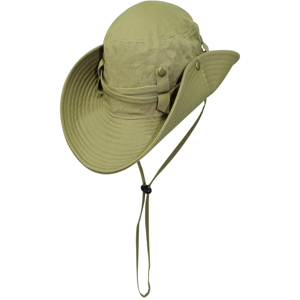 Luxury Divas Safari Style Cotton Hat With Chin Cord & Side Snaps
