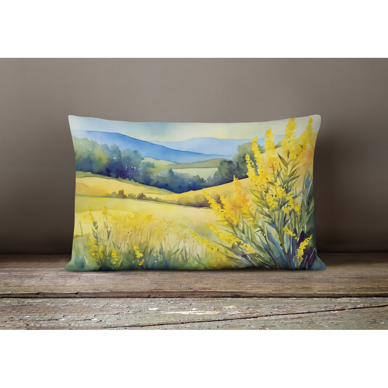 Kentucky Goldenrod in Watercolor Fabric Decorative Pillow 12 in x 16 in - image 4 of 4