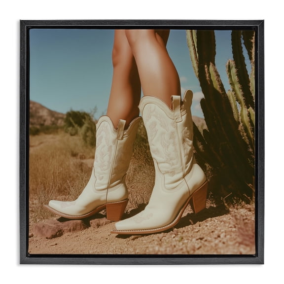 Stupell Industries Desert Boots Step Black Framed Floater Canvas Wall Art, design by Heidi Kuntz