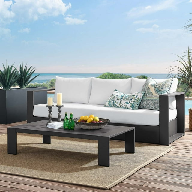 Modway Tahoe Outdoor Patio Powder-Coated Aluminum 2-Piece Set in Gray White