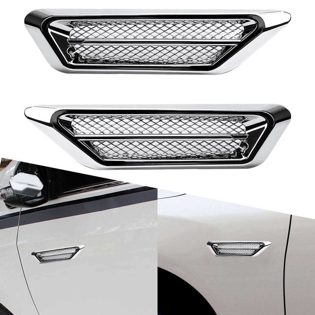 2pcs Chrome Car Air Flow Fender Side Vent Decoration Sticker Auto Accessories