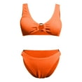 thumbnail image 6 of WREESH Womens Crochet Bikini Sets High Cut Bikini Split Bikini Two-Piece Print Beach Swimsuit Beachwear Bathing Suits Orange, 6 of 8