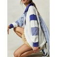 thumbnail image 4 of Elippeo Women Loose Shirt Contrast Colors Striped Long Sleeve Tops Casual Pullover for Fall Club Streetwear Aesthetic Clothes, 4 of 6